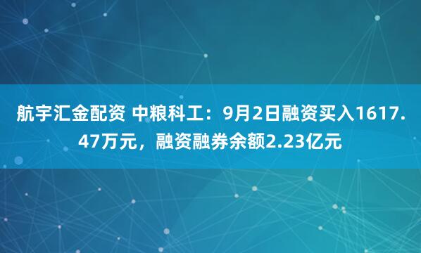航宇汇金配资 中粮科工：9月2日融资买入1617.47万元，融资融券余额2.23亿元