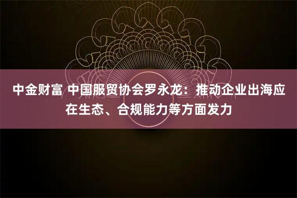 中金财富 中国服贸协会罗永龙：推动企业出海应在生态、合规能力等方面发力